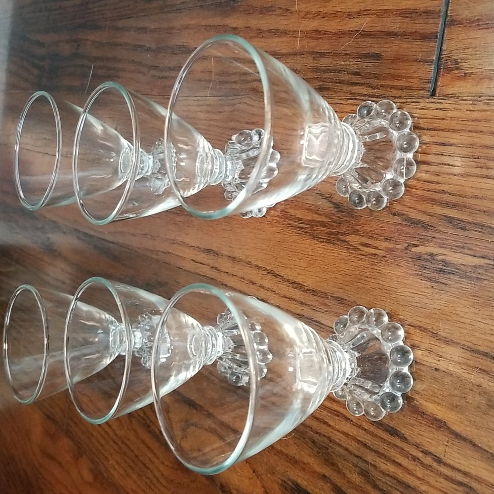 6 Anchor Hocking Berwick Boopie vintage bubble base glasses